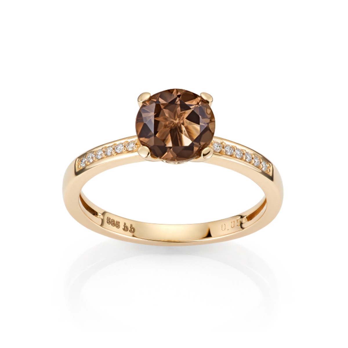 Selected by David-Andersen - Ring, Røkkvarts og diamanter 0,05 ct